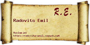 Radovits Emil névjegykártya